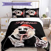 3pcs Custom Name Terrifier Art the Clown Bedding Set Duvet Cover Closure Includes 1 Duvet Cover & 2 Pillowcases for All Seasons Bedroom Decor 140cmx200cm