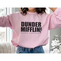 European Size Dunder Mifflin Crewneck Sweatshirt, The Office XXXL rožinė