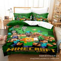 Ebey Minecraft trijų dalių smėlio dėžės žaidimo skaitmeninės spaudos rinkinys 1,5 m patalynės antklodės užvalkalas AU Double 180x210cm