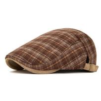 Vintage Plaid Forward Cap Beret Autumn Winter Warm Newsboy Painter Cap