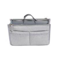 Portable Insert Bag Organizer Storage Pouch with Zippers Large Capacity for Makeup and Skincare S pilka spalva