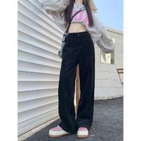 Velvet Corduroy Pants Retro Brown Autumn/Winter Wide Leg Knife Pants for Women Tall High Waist Long Leggings XL juoda