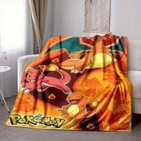 1 vnt. Pokemon Charizard minkštas ir šiltas flanelinis pledas, daugiafunkcinis užtiesalas ant sofos, fotelio, biuro, lovos, stovyklavimui, kelionėms 80x120cm orange