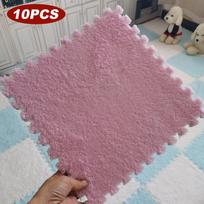 10PCS Soft Plush Activity Play Mat Reusable EVA Foam Puzzle Carpet Children Room Keep Warm Non-slip Floor Mat Washable 30*30*1CM gray