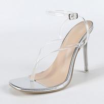 Women Transparent Strap Clip-on High Thin Heel Sandals Ankle Buckle Stiletto Sandals for Office Banquet Nightclub Party Catwalk 42 sidabras