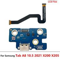 NEW USB Port Dock Plug Socket Micro Charging Board + LCD Connector Mainboard Flex Cable For Samsung Tab A8 10.5 2021 X200 X205 USB LCD With IC black