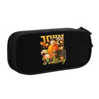 Custom John Pork is Calling Italian Brainrot School Pencil Case Girls Boys Large Capacity Meme Pencil Box Students Stationery 21x10.5x5cm black