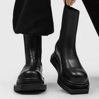 Martin Boots Chelsea Short Boots British Platform Cigarette Tube Round Head Medium Tube Handsome Locomotive Men And Women The Same Style 40 juoda