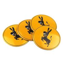 4PCS 56MM Funny Spoof Prank Donkey Car Wheel Center Cover Stickers Hub Cap Decal For AUDI BMW TOYOTA HONDA AUDI NISSAN KIA geltona