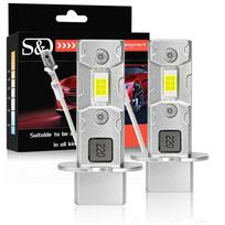 2 vnt. 16000 lm H3 LED rūko žibintų lemputės Mini H3 LED rūko žibintas Super ryškus CSP automobiliui Be ventiliatoriaus DRL šviesa Automobilio dienos žibintai 6000K Baltas H3 gray