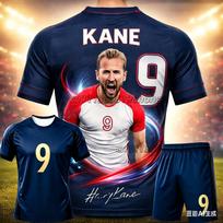 2026 Summer Fan Commemorative # Harry Kane No. 9 # Football Shirt Parent Child Sports Quick Drying T-shirt Shorts Set Kids 100 white