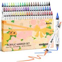 Arrtx 66 Colors Acrylic Paint Direct Ink Compatible Art Supplies Double-Ended Markers, Type, Pump-Free, Multi-Material yellow
