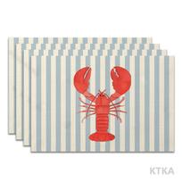 Blue White Striped Lobster Heat Resistant Washable Table Placemats Kitchen Dining Party Decor 4 Piece Set 4pcs white