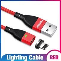 FONKEN magnetinis kabelis C tipo kabelis Micro USB greito įkrovimo laido magnetas greito įkrovimo duomenų laidas 1M IOS Cable+Plug raudona