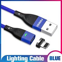 FONKEN magnetinis kabelis C tipo kabelis Micro USB greito įkrovimo laido magnetas greito įkrovimo duomenų laidas 2M IOS Cable+Plug mėlyna