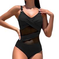 Push Up Moteriškas vientisas maudymosi kostiumėlis Sexy tinklinis maudymosi kostiumėlis Moteriškas paplūdimio maudymosi kostiumėlis Monokini XL juoda