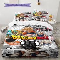 Son Goku Pattern Bedding,Quilt Set Quilt Cover Pillowcase Home Birthday Gift (1 * duvet cover + 2 * pillowcase, without core) 135x200cm white