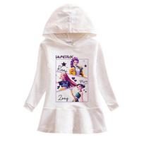 Girls Kpop Rumi Zoey Mira Hunters Rainbow Long Sleeves Hooded Dress 130cm white