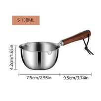 Milk Pot Stainless Steel Hot Oil Pan 150/300ML Hot Sauce Small Pot Cooking Butter Melting Pot Versatile Flat Bottomed Oil Pan gray
