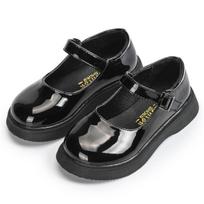 Girls Patent Leather Mary Jane Flats Toddler Little Kids Single Buckle Thick Sole School Uniform Dress Shoes 26 black