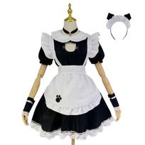 Atvirkrūtinė Katytės Tarnaitės Apranga - Mielas Lolita Katytės Mergaitės Anime Stilius XXL juoda