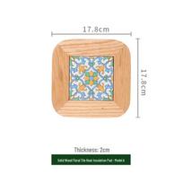 Japanese Oak Flower Tile Heat-Resistant Wooden Pot Mat - Light Luxury Style Anti-Scald Pad. beige
