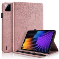Applicable to Xiaomi pad7 tablet leather case Poco pad X1 Tree of Life embossed card holder protective case xiaomi poco pad x1 rožinio aukso spalvos