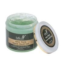 Organic Neem Basil Aloe Vera Gel | Acne Prone Skin | Vit. B5 & E | Oil Free Moisturizer | Cooling, Soothing & Purifying | Sensitive Skin | Vegan, P gray