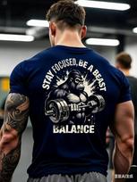 2026 Sporto Gorila Būk Susikaupęs Būk Žvėris Marškinėliai Unisex Fitnesas Kultūrizmas Grafinis Marškinėlis Treniruotėms Trumpomis Rankovėmis Atsitiktinis Viršutinis Drabužis XL white