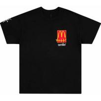 Travis Scott Unisex Cactus Jack x McDonald Smile Printed Round-neck Tee Black TC-9 S red