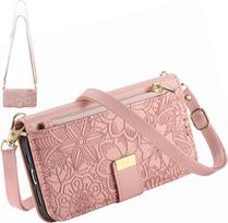 For Google Pixel 10 Pro XL 9 Pro XL 10A 9A 11 Leather Case Women Girls Crossbody Flip Wallet Card Holder Cover Wrist Strap Funda For Pixel 9 Pro rožinė