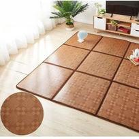 Rattan Summer Cooling Floor Mat Woven Tatami Carpet Bedside Rugs for Bedroom Living Room Bay Window Coffee Table Area Rugs Decor 60X60cm 1 PC beige