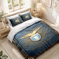Bedding Set 1 Duvet Cover 2 Pillowcases Lazio FC Print Bedroom Home Decoration 135cmx200cm gray
