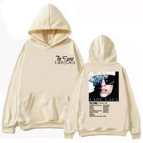 The Fame Lady Gaga Hoodie Harajuku Hip Hop Pullo XL beige