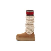 UGG Classic Megztinio Raidės Aukšti Kaštoniniai Moteriški Kedai Rudi 1144044-CHE 38 beige