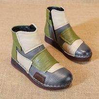 Vintažiniai lopai natūralios odos ankle boots moteriški prabangūs sniego batai vandeniui atsparūs trumpi pliušiniai batai moteriški rudens ankle boots moteriški plokščiapadžiai 39 black