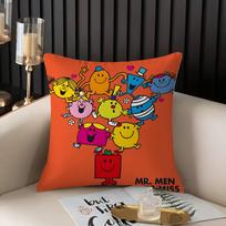 Mr. Men and L-Little Miss Pillow Case Home Dorm Chair Back Short Plush Double-sided Printing Office Nap Time Cushion Cover 45cmx45cm red