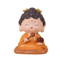 Mini Buddha Statue Resin Meditation Buddha GuanYin Sculpture Spiritual Chinese Home Decor for Office Desk Living Room A beige