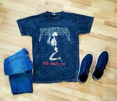 Yeezus Skeleton praying shirt vintage officially licensed M blue