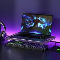 Foldable Laptop Stand & BBQ Grill: Multifunctional Computer Riser with Cooling Storage black