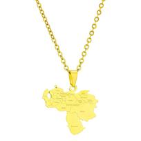 Fashion Venezuela Map Pendant Necklace For Women Girls Stainless Steel Jewelry Party Birthday Jewelry Gifts Silver/Gold auksas