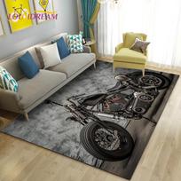 3D retro vintažinis motociklo kilimas, didelis, kilimėlis svetainei, miegamajam, sofos dekoravimui, durų kilimėlis, virtuvės neslystantis grindų kilimėlis 60x90cm gray