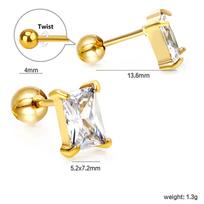 New Women's Fashionable and Popular Steel Ball Plug Water Droplet Shape with White Diamond Cubic Zirconia Earrings beige