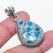 Natural K2 Blue Azurite Gemstone 925 Sterling Silver Jewelry Pendant 1.77  AP-15888 gray