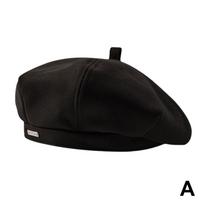 Korean Classic Premium Feel Black Beret Spring Autumn Thin Solid Color Ins Trendy Versatile Painter Hat Simple Caps For Women