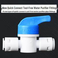2-Point Quick Connect Ball Valve for Water Purifier - Switch Filter Connector for RO Systems 100 blue