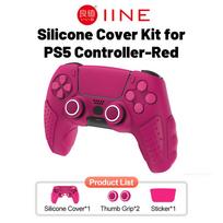 Silicone Cover for PS5 Controller Accessories IINE Protective Case Kit Anti-slip Freemove Comfortable Grip Simple Installation raudona