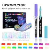 Blue Fruit UV Glow Tattoo Marker with Valve-Controlled Ink for Night Party DIY Graffiti gray