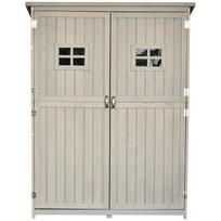 Wooden Garden Shed With Two Windows Tool Storage Cabinet Outdoor Double Door Organizer 127.5L X 50W X 164H Cm Grey