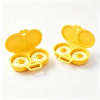 Plastikinis 2 kiaušinių garinimo indelis mikrobangų krosnelei Šilumos virtuvės įrankis One Size geltona